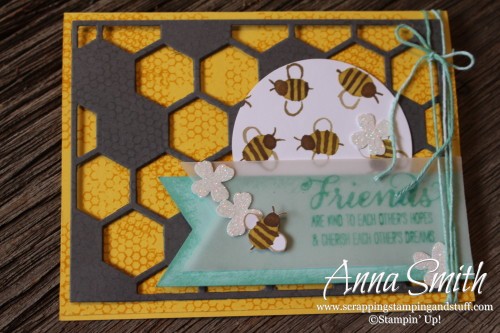 Bee My Friend Card Hexagon Hive Thinlits and English Garden designer series paper #tgifc15