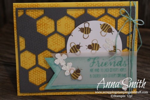 Bee My Friend Card Hexagon Hive Thinlits and English Garden designer series paper #tgifc15