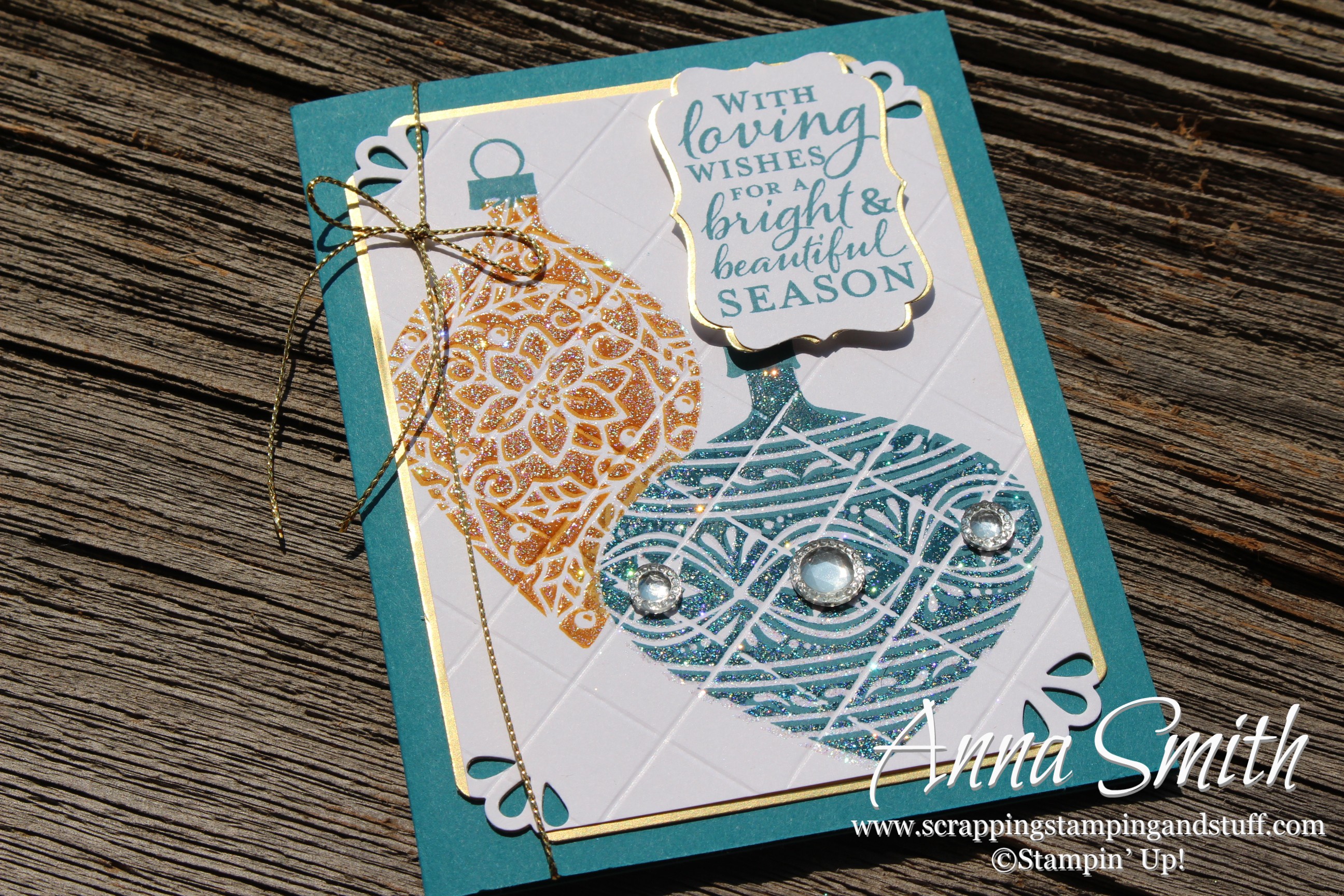 Faux Tile Glimmering Ornaments Card