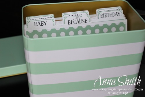 Stampin' Up's Tin of Cards Project Kit makes 16 beautiful cards plus you get the tin and dividers to organize your cards. It's a great gift idea too!