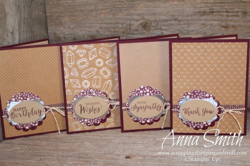 Shine On Card Set made with Stampin' Up! Shine On specialty paper and Rose Wonder stamp set