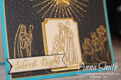 Silent Night Card made using Stampin' Up! All Ye Faithful stamp set and softly falling embossing folder