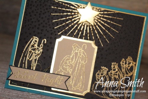 Silent Night Card made using Stampin' Up! All Ye Faithful stamp set and softly falling embossing folder