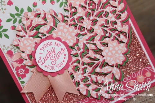 Valentine's Day Card made with Stampin' Up! Bloomin' Love dies, Going Global stamp set and love blossoms designer paper