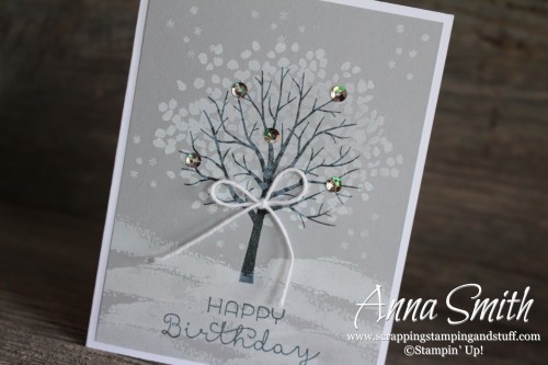 Winter Sheltering Tree Card using the Sheltering Tree and Cottage Greetings stamp sets