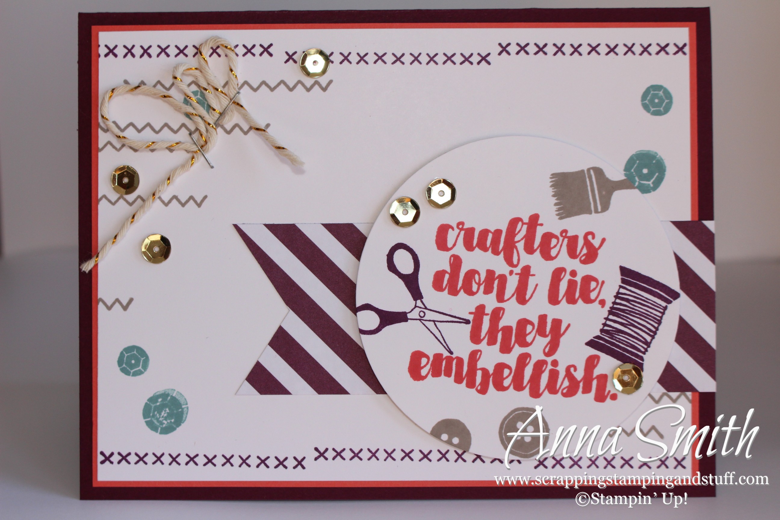 Crafters Don't Lie They Embellish card made with Stampin' Up! Love You Sew stamp set