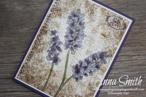 Stampin' Up! Helping Me Grow purple flower card using watercoloring and tissue stamping