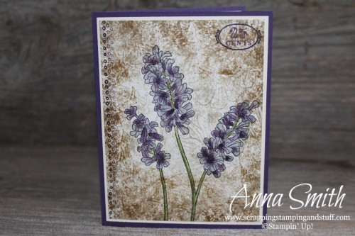 Stampin' Up! Helping Me Grow purple flower card using watercoloring and tissue stamping