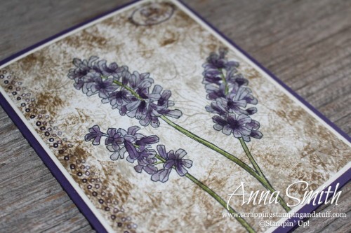 Stampin' Up! Helping Me Grow purple flower card using watercoloring and tissue stamping