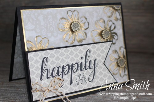 Elegant Wedding Card with written tutorial. Made with Stampin' Up! Flower Shop and Big News stamp sets.