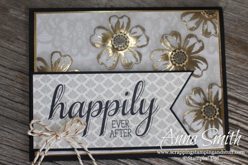 Elegant Wedding Card with written tutorial. Made with Stampin' Up! Flower Shop and Big News stamp sets.