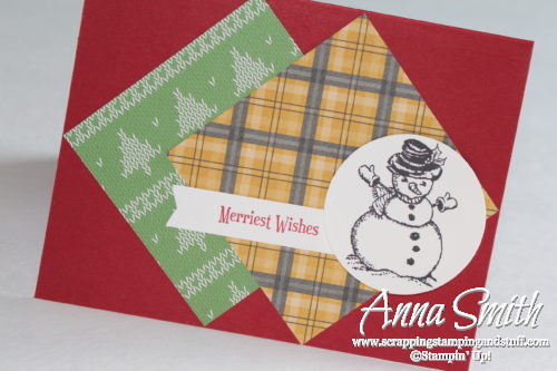 Easy snowman cards made with Stampin' Up! Warmth and Cheer designer paper and Christmas Magic stamp set