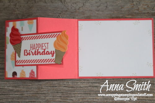 Adorable ice cream birthday card made with Stampin' Up! Cool Treats stamp set and Tasty Treats designer paper