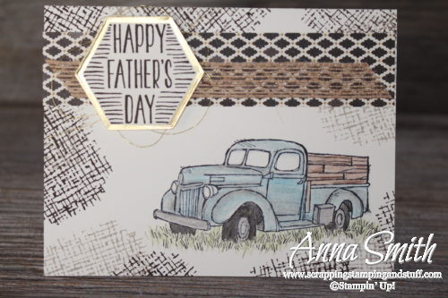 Rustic masculine antique truck Father's Day card idea made with Stampin' Up! Country Livin' and Best Birds stamp sets