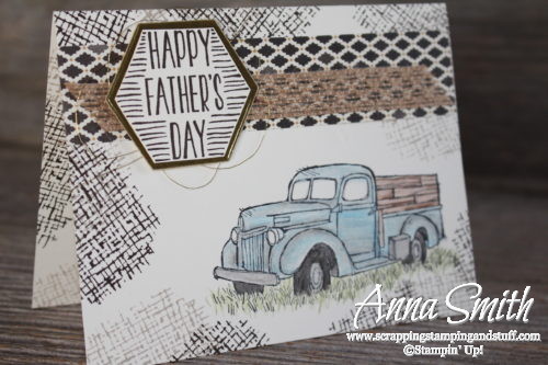 Rustic masculine antique truck Father's Day card idea made with Stampin' Up! Country Livin' and Best Birds stamp sets