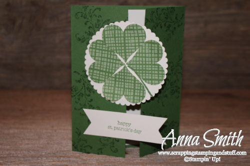 Stampin' Up! card idea for St. Patrick's Day or good luck card using Timeless Textures and Teeny Tiny Wishes stamp sets and heart punch four leaf clover