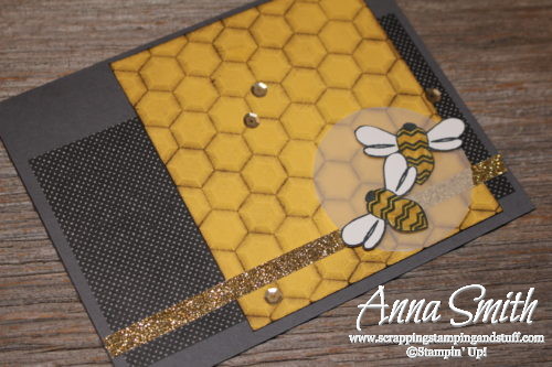 Birthday bee card idea made with Stampin' Up! Pun Intended stamp set and Hexagons embossing folder - Annual catalog 2016-2017