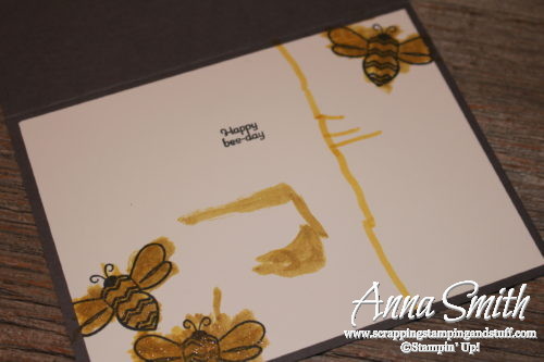 Birthday bee card idea made with Stampin' Up! Pun Intended stamp set and Hexagons embossing folder - Annual catalog 2016-2017