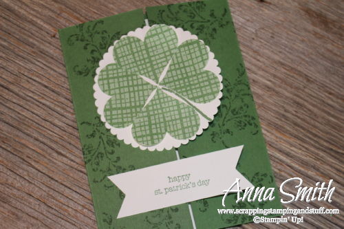 Stampin' Up! card idea for St. Patrick's Day or good luck card using Timeless Textures and Teeny Tiny Wishes stamp sets and heart punch four leaf clover