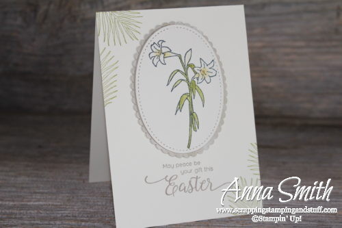 Stampin' Up! Easter card ideas - lily and palm branch card made with the Easter Message and Suite Sentiments stamp sets