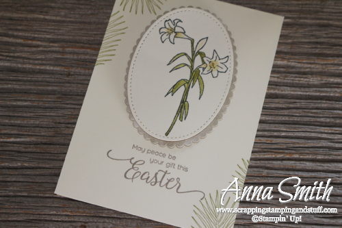 Stampin' Up! Easter card ideas - lily and palm branch card made with the Easter Message and Suite Sentiments stamp sets