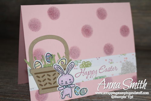 Easter card idea! Cute basket and Easter bunny card made with the Stampin' Up! Basket Bunch stamp set and thinlits bundle