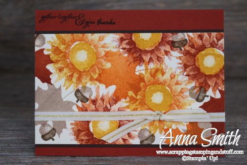 Fall sunflowers and leaves card idea made with the Stampin' Up! Painted Harvest stamp set