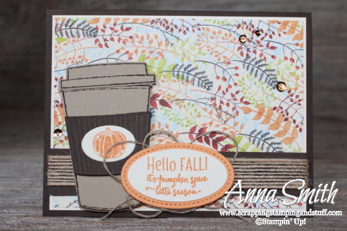 Fall pumpkin spice latte card using the Stampin' Up! Merry Cafe stamp set and Painted Autumn stamp set 