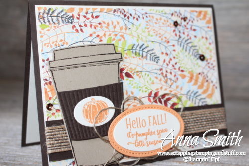 Fall pumpkin spice latte card using the Stampin' Up! Merry Cafe stamp set and Painted Autumn stamp set 