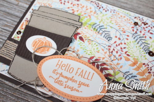 Fall pumpkin spice latte card using the Stampin' Up! Merry Cafe stamp set and Painted Autumn stamp set 