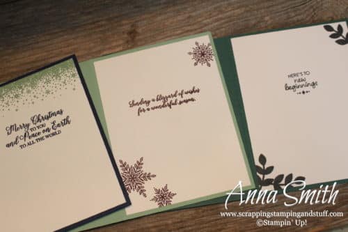 Beautiful Christmas card ideas with the Stampin' Up! Snowflake Showcase Class featuring Happiness Surrounds and Snow Is Glistening stamp sets