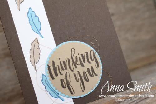 Masculine thinking of you card idea with feathers - uses the Stampin' Up! Daisy Delight and Rooted in Nature stamp sets