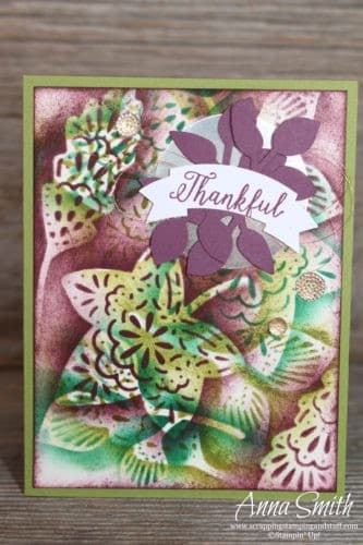 Fall card idea using stencil sponging technique with the Stampin' Up! Falling For Leaves stamp set and Detailed Leaves thinlits - with video tutorial