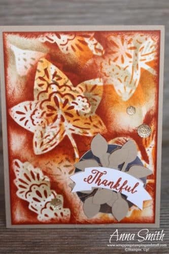 Fall card idea using stencil sponging technique with the Stampin' Up! Falling For Leaves stamp set and Detailed Leaves thinlits - with video tutorial