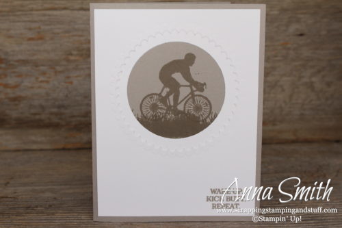 Masculine kick butt card idea using the Stampin' Up! Enjoy Life stamp set and the embossing mats to use dies for embossing