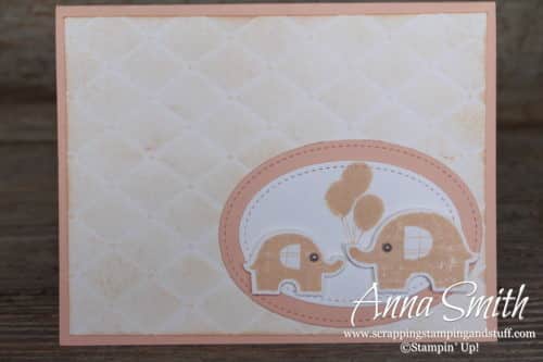 Girl's baby card idea made with the Stampin' Up! Little Elephant stamp set and Elephant Builder Punch