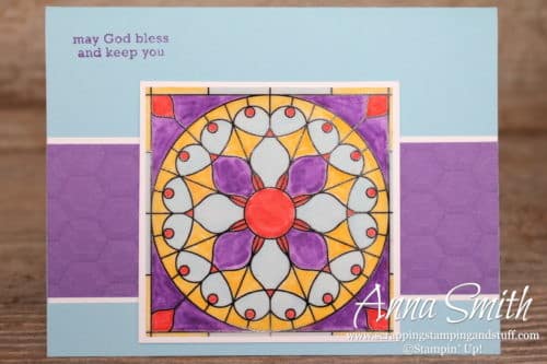 Stained glass thinking of you card made with Stampin' Up! Graceful Glass designer vellum and the Itty Bitty Greetings stamp set