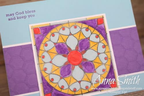 Stained glass thinking of you card made with Stampin' Up! Graceful Glass designer vellum and the Itty Bitty Greetings stamp set