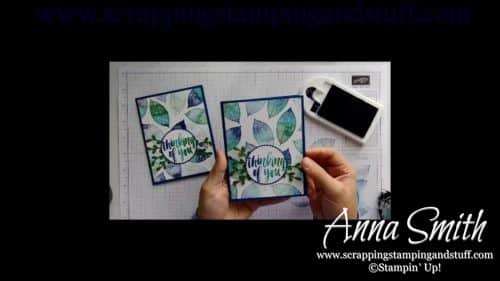 Pretty blue and green thinking of you card, made with the Stampin' Up! Rooted in Nature set, featuring the Spectrum Ink Pad.