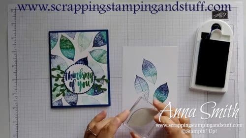 Pretty blue and green thinking of you card, made with the Stampin' Up! Rooted in Nature set, featuring the Spectrum Ink Pad.