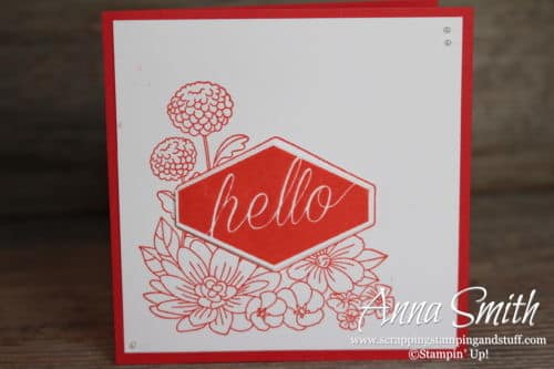 Quick card tutorial for hello and thank you cards using the Stampin' Up! Accented Blooms stamp set and Tailored Tag Punch - a card in 4 minutes!