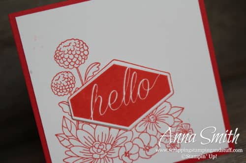 Quick card tutorial for hello and thank you cards using the Stampin' Up! Accented Blooms stamp set and Tailored Tag Punch - a card in 4 minutes!