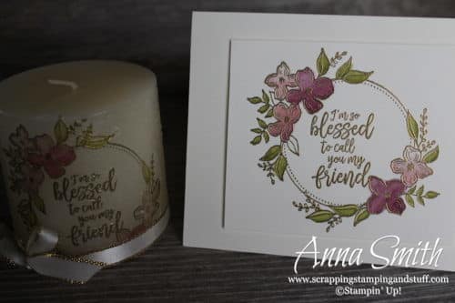 12 Day of Handmade Gift Ideas - Day 11 Stamped Candle and Card Set using the Floral Frames and Southern Serenade stamp sets