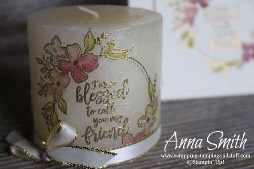 12 Day of Handmade Gift Ideas - Day 11 Stamped Candle and Card Set using the Floral Frames and Southern Serenade stamp sets