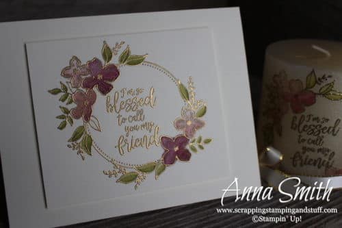 12 Day of Handmade Gift Ideas - Day 11 Stamped Candle and Card Set using the Floral Frames and Southern Serenade stamp sets