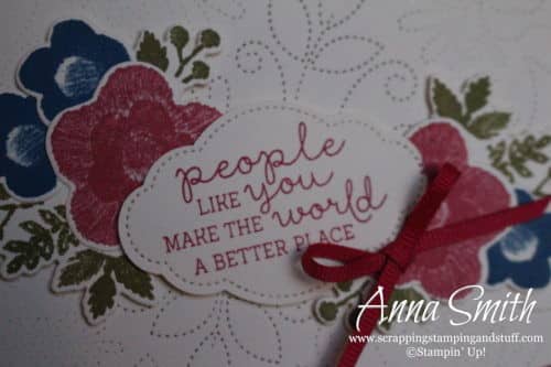 2019 Occasions Sneak Peek!! Pretty card idea with stitching that looks like a quilt! Stampin' Up! Needle & Thread stamp set and Needlepoint Elements framelits.