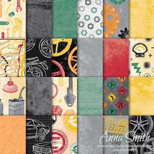 Stampin' Up! Classic Garage Designer Paper car themed scrapbook paper