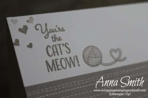 Cute cat card made with the Stampin' Up! Nine Lives stamp set and matching cat punch #simplestamping