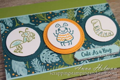 Cute as a bug little boy kids card idea made using the Stampin Up Wiggle Worm stamp set 2019-2020 Annual Catalog