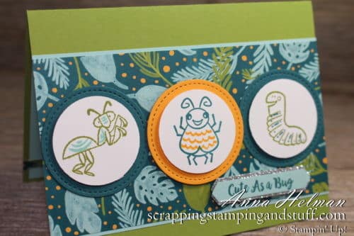 Cute as a bug little boy kids card idea made using the Stampin Up Wiggle Worm stamp set 2019-2020 Annual Catalog